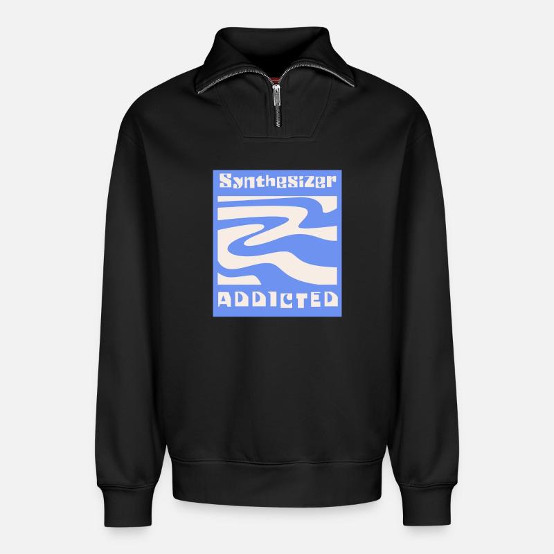 Synthesizer addicted Synth Modular - Relaxed Unisex Organic Half Zip Sweatshirt – von SPREAD - Schwarz