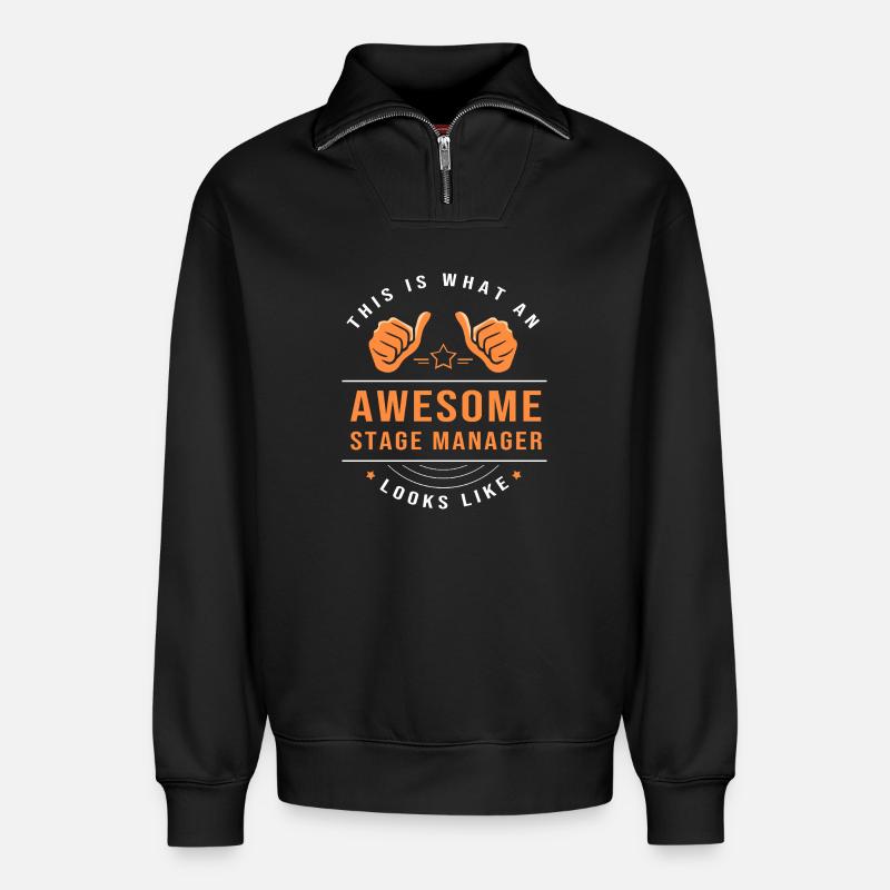 Theater - Relaxed Unisex Organic Half Zip Sweatshirt – von SPREAD - Schwarz