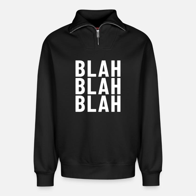 Blah Blah Blah - Relaxed Unisex Organic Half Zip Sweatshirt – von SPREAD - Schwarz