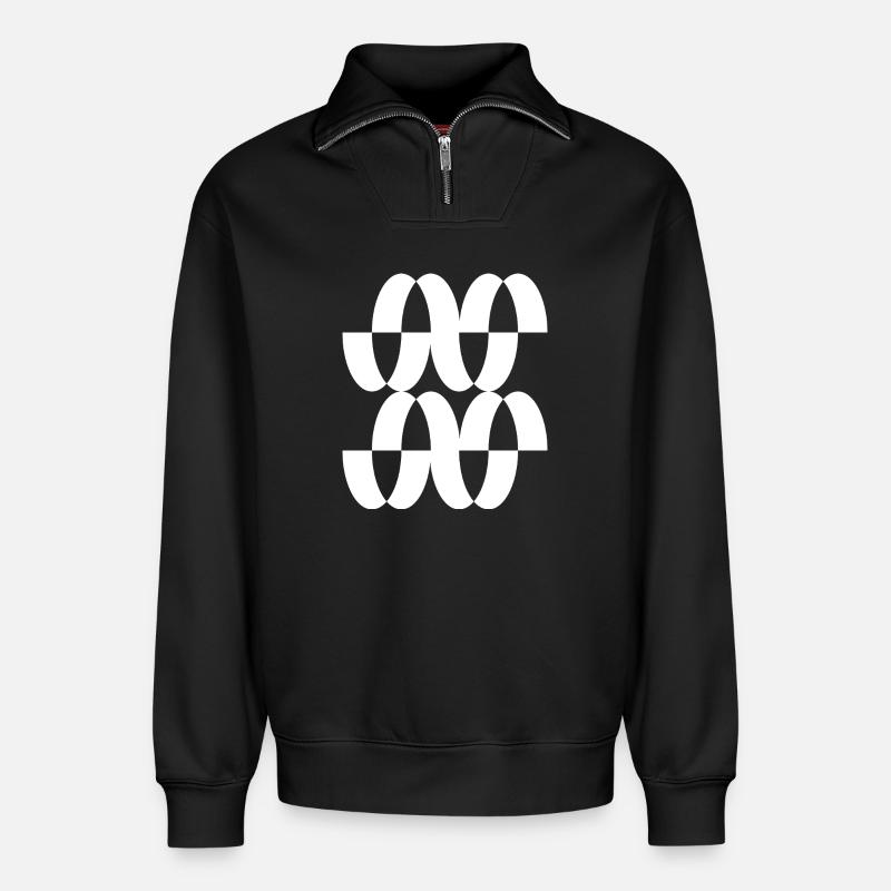 Interlaced Ring Mesh - Relaxed Unisex Organic Half Zip Sweatshirt – by SPREAD - black
