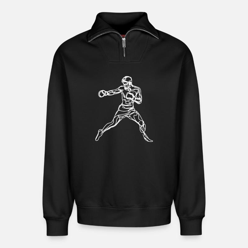 Boxer Grafik - Relaxed Unisex Organic Half Zip Sweatshirt – von SPREAD - Schwarz