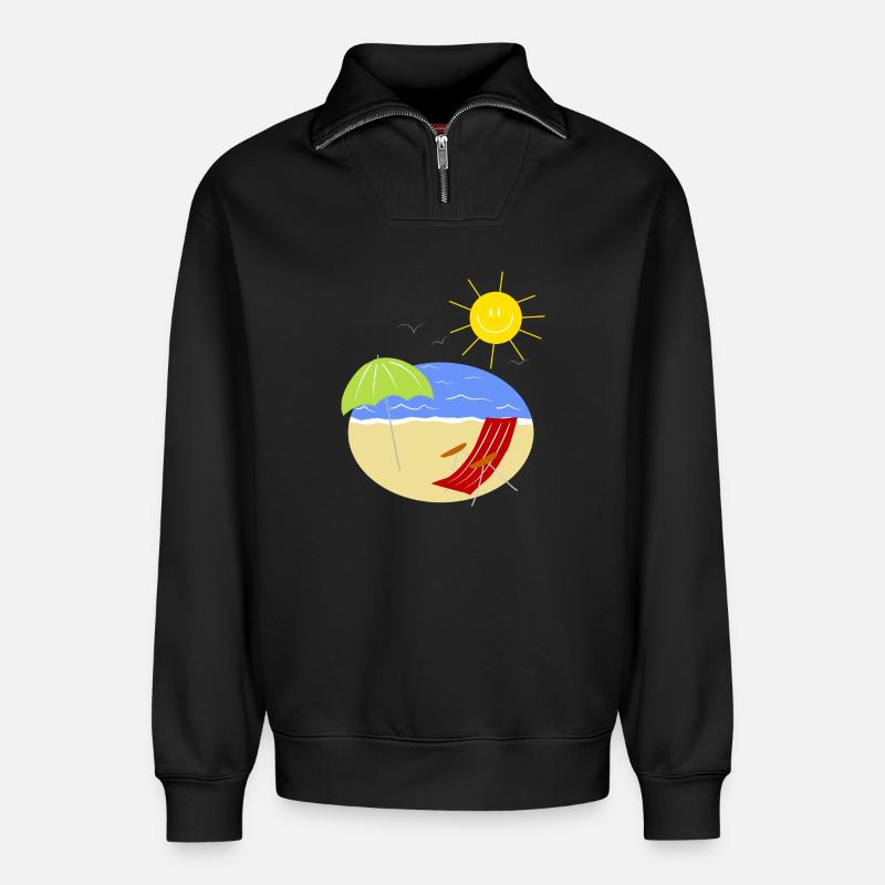 strand urlaub sonne - Relaxed Unisex Organic Half Zip Sweatshirt – von SPREAD - Schwarz