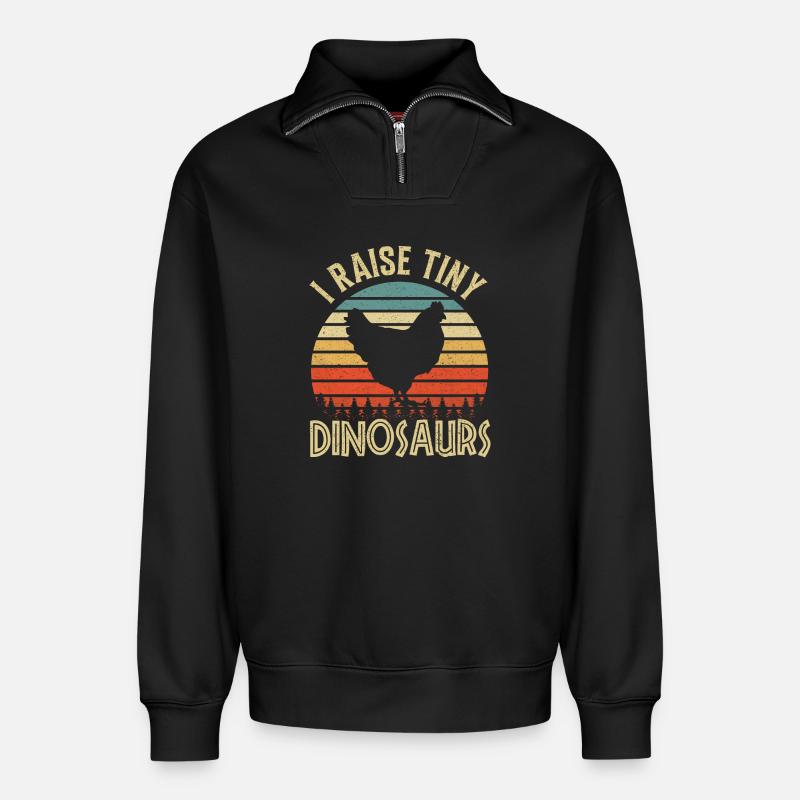 Poulets de poulet - Sweat unisexe décontracté en coton biologique à demi-zip – de SPREAD - noir