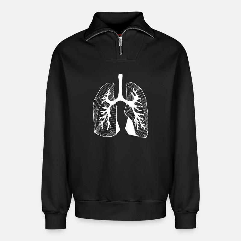 Lungs - Relaxed Unisex Organic Half Zip Sweatshirt – by SPREAD - black
