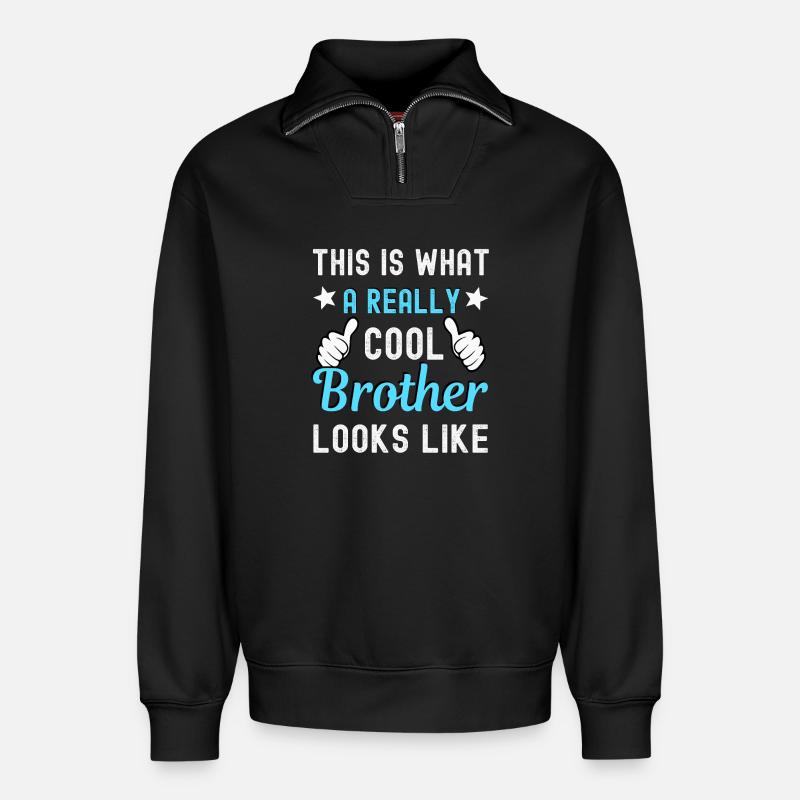 Bruder - Relaxed Unisex Organic Half Zip Sweatshirt – von SPREAD - Schwarz