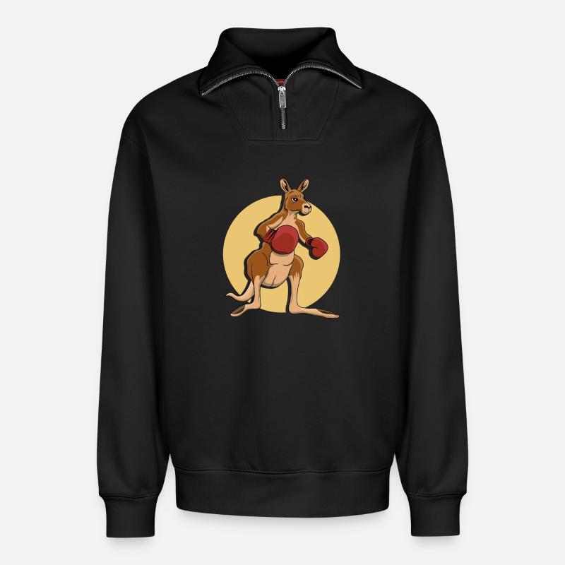 Känguru-Boxer - Relaxed Unisex Organic Half Zip Sweatshirt – von SPREAD - Schwarz