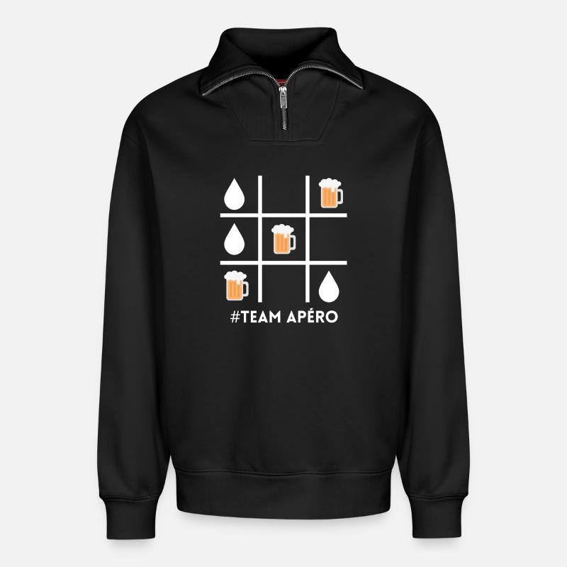 Apéro-Team, Bier, Bierfan - Relaxed Unisex Organic Half Zip Sweatshirt – von SPREAD - Schwarz