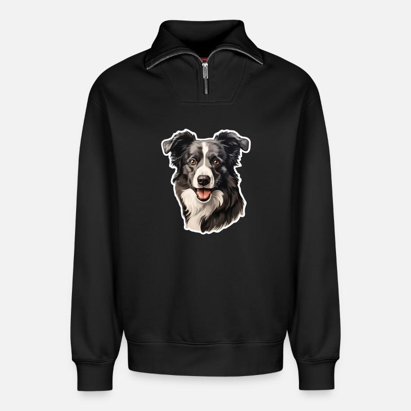 Bordercollie - Relaxed Unisex Organic Half Zip Sweatshirt – von SPREAD - Schwarz