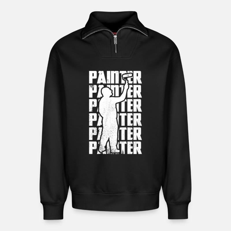 Master painter - Relaxed Unisex Organic Half Zip Sweatshirt – by SPREAD - black