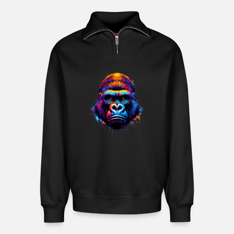 Gorilla - Relaxed Unisex Organic Half Zip Sweatshirt – von SPREAD - Schwarz