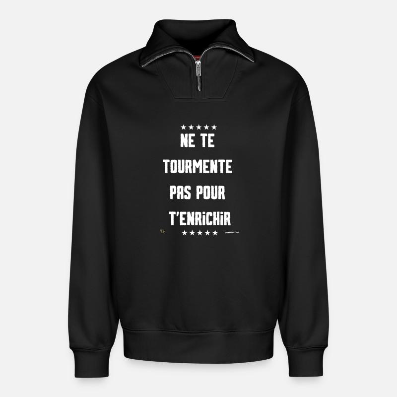 Die Qualen des Lebens - Relaxed Unisex Organic Half Zip Sweatshirt – von SPREAD - Schwarz