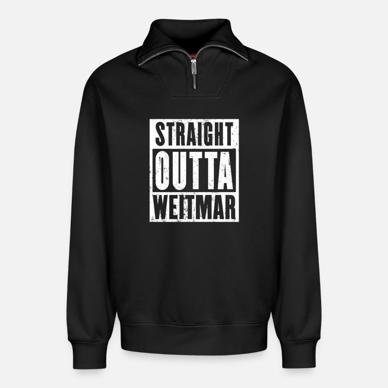 Weitmar, Ruhrgebiet, Ruhrpott, Bochum-Weitmar - Relaxed Unisex Organic Half Zip Sweatshirt – von SPREAD - Schwarz