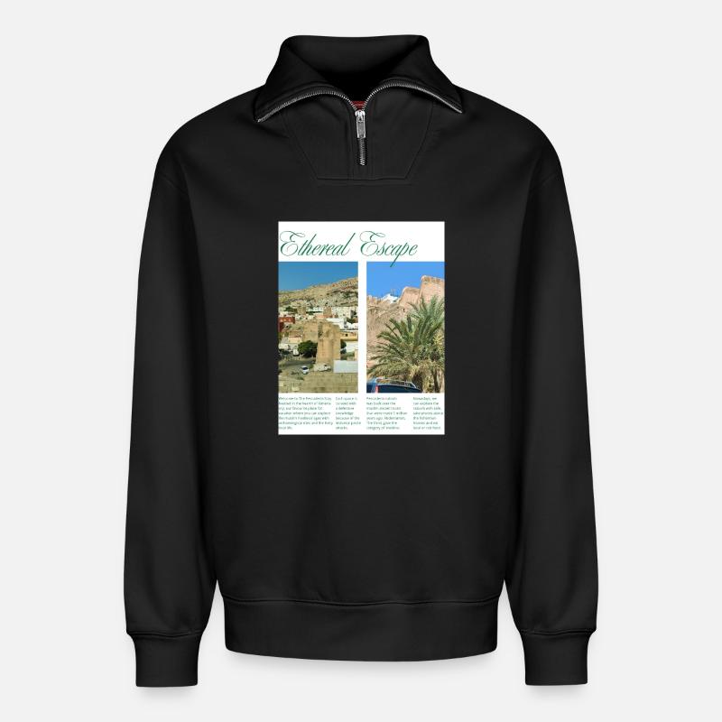 URBEX_PESCADERIA - Relaxed Unisex Organic Half Zip Sweatshirt – von SPREAD - Schwarz