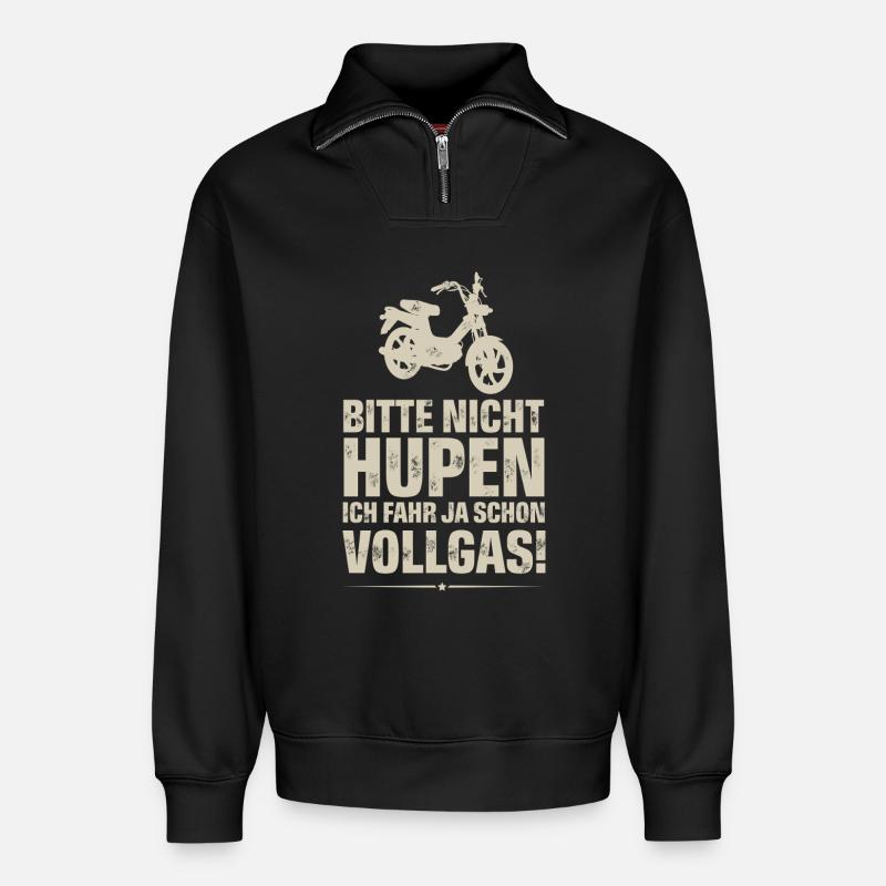 Mofa Mofafahrer - Relaxed Unisex Organic Half Zip Sweatshirt – von SPREAD - Schwarz