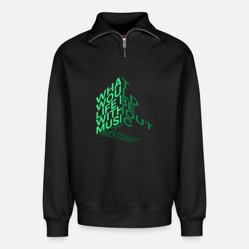 What would life be? - Relaxed Unisex Organic Half Zip Sweatshirt – von SPREAD - Schwarz
