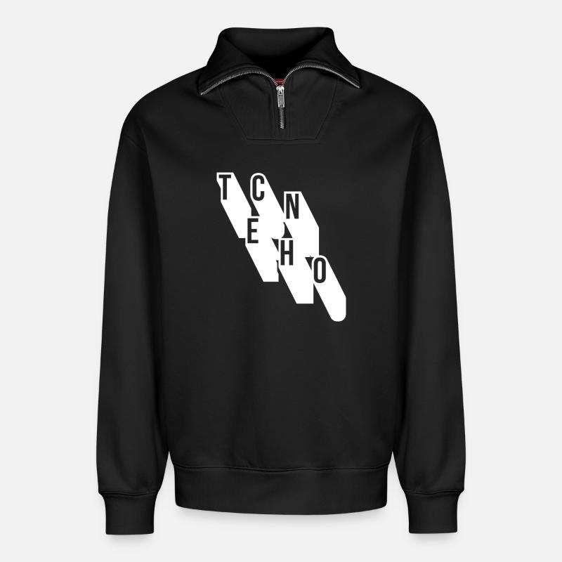 Techno-Musik geometrisches Logodesign - Relaxed Unisex Organic Half Zip Sweatshirt – von SPREAD - Schwarz