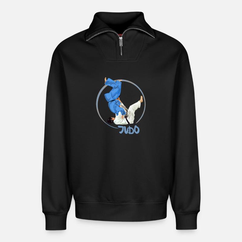 Judo - Relaxed Unisex Organic Half Zip Sweatshirt – von SPREAD - Schwarz