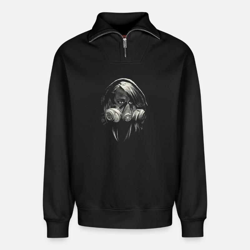 graffiti - Relaxed Unisex Organic Half Zip Sweatshirt – by SPREAD - black