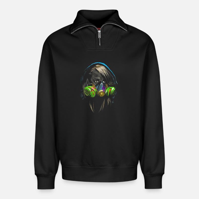 graffiti - Relaxed Unisex Organic Half Zip Sweatshirt – by SPREAD - black
