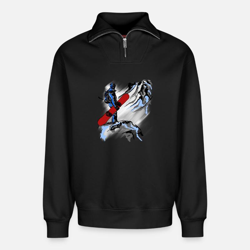 Snowboarding - Relaxed Unisex Organic Half Zip Sweatshirt – von SPREAD - Schwarz