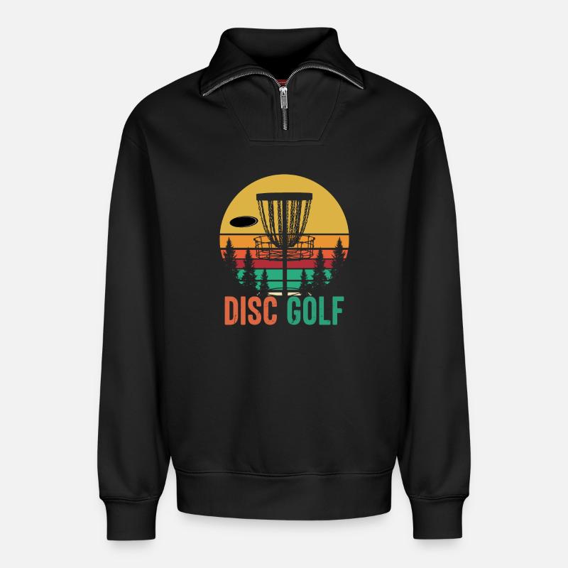 Disc Golf - Relaxed Unisex Organic Half Zip Sweatshirt – von SPREAD - Schwarz