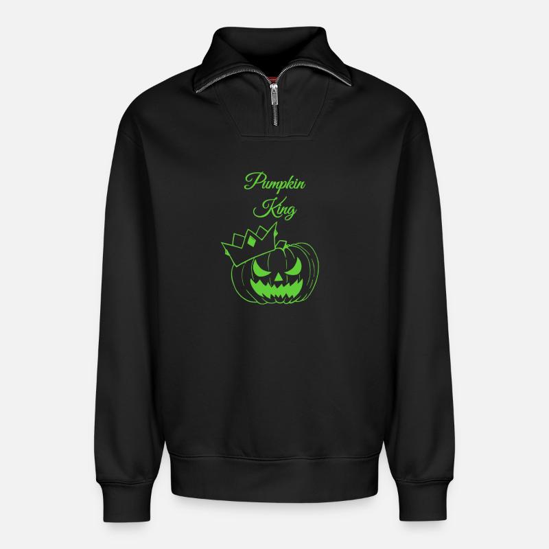 Pumpkin King - Relaxed Unisex Organic Half Zip Sweatshirt – von SPREAD - Schwarz