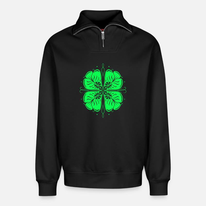 Klee St Patricks Day Kleeblatt - Relaxed Unisex Organic Half Zip Sweatshirt – von SPREAD - Schwarz