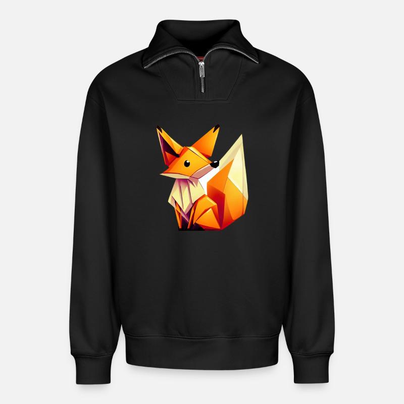 Renard - Sweat unisexe décontracté en coton biologique à demi-zip – de SPREAD - noir