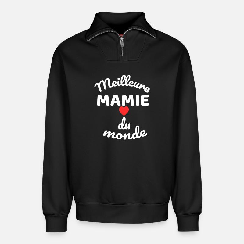 Bestes Mama-Herz - Relaxed Unisex Organic Half Zip Sweatshirt – von SPREAD - Schwarz