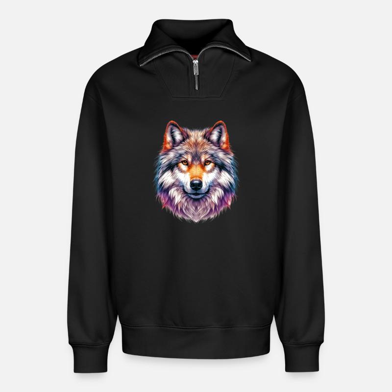 Wolf - Relaxed Unisex Organic Half Zip Sweatshirt – von SPREAD - Schwarz
