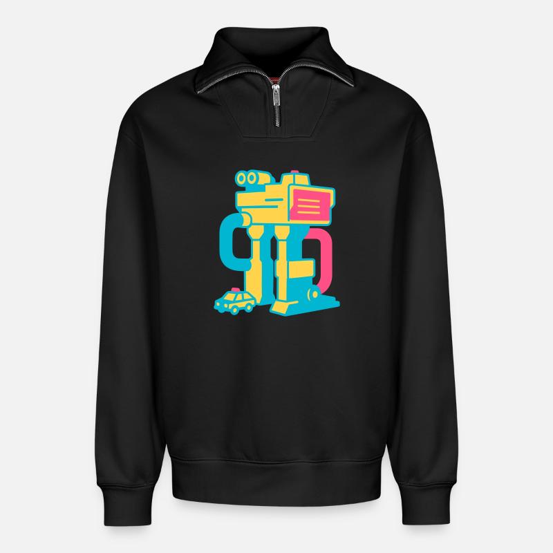 Pop Art Toy Set - Relaxed Unisex Organic Half Zip Sweatshirt – von SPREAD - Schwarz