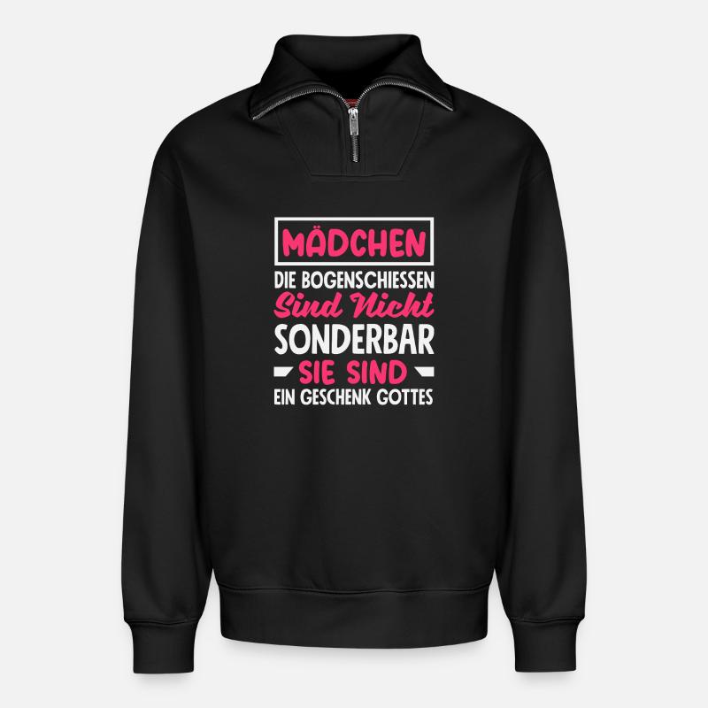 Bogenschießen Bogenschütze Geschenk - Relaxed Unisex Organic Half Zip Sweatshirt – von SPREAD - Schwarz