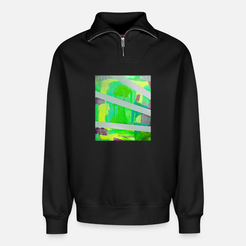 Neon Kaleido Abstrakt - Relaxed Unisex Organic Half Zip Sweatshirt – von SPREAD - Schwarz