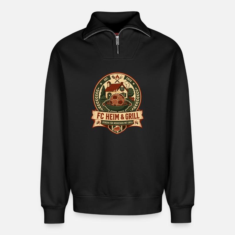 FC Heim & Grill - Relaxed Unisex Organic Half Zip Sweatshirt – von SPREAD - Schwarz