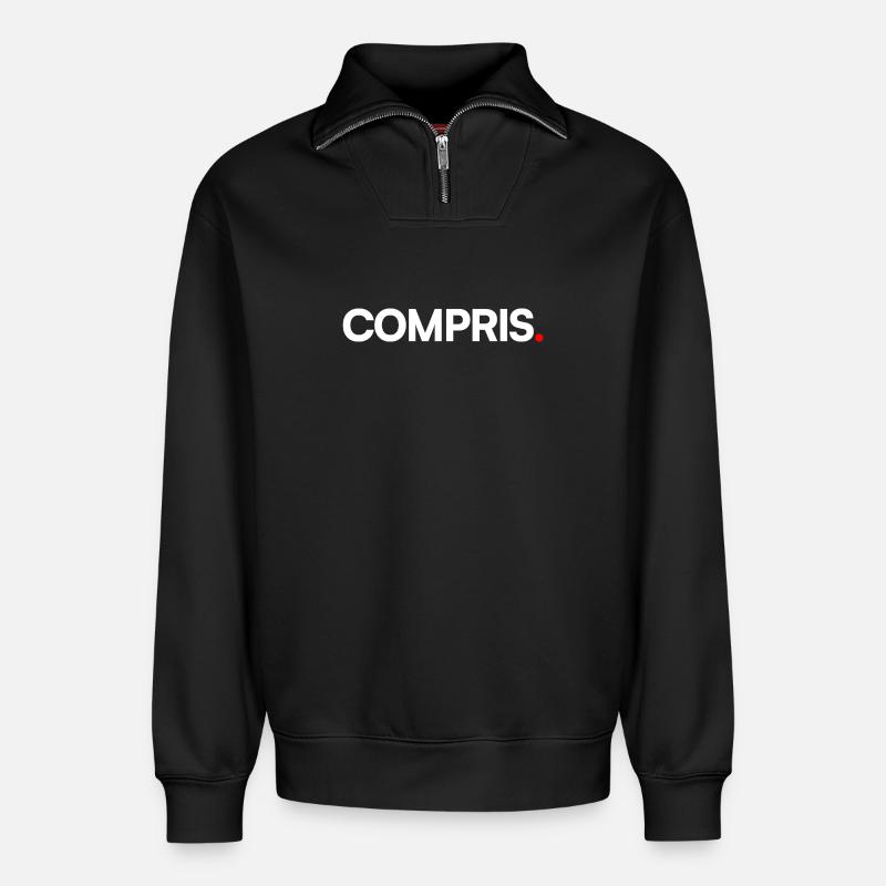 Compris - Sweat unisexe décontracté en coton biologique à demi-zip – de SPREAD - noir