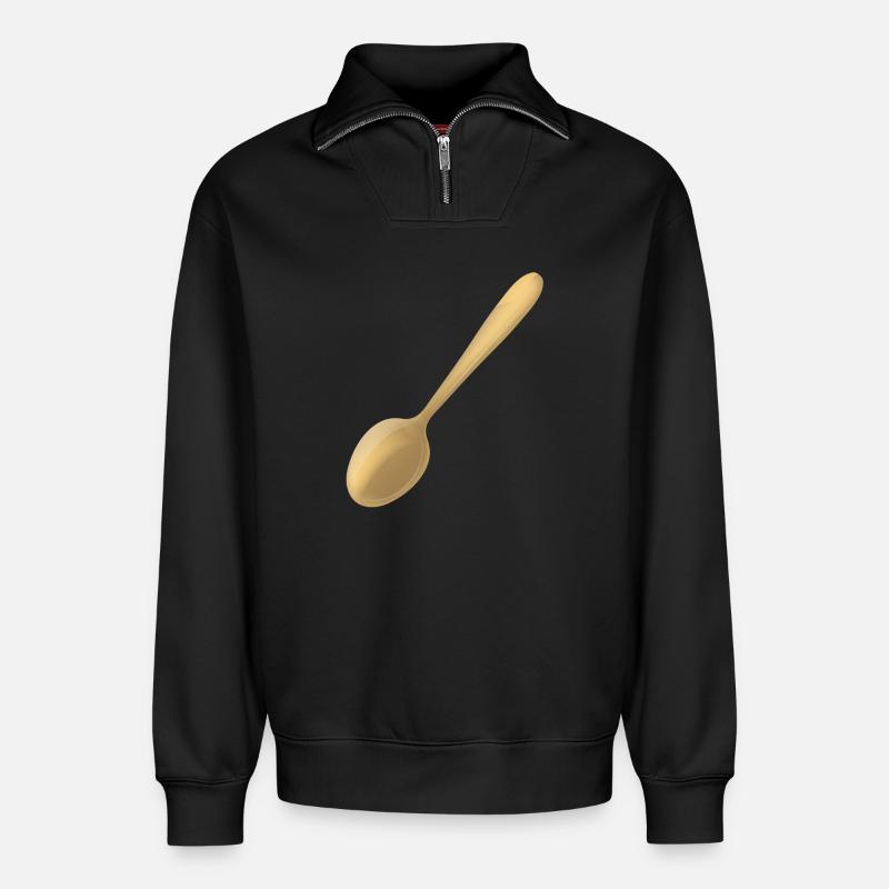 ein goldener Löffel - Relaxed Unisex Organic Half Zip Sweatshirt – von SPREAD - Schwarz