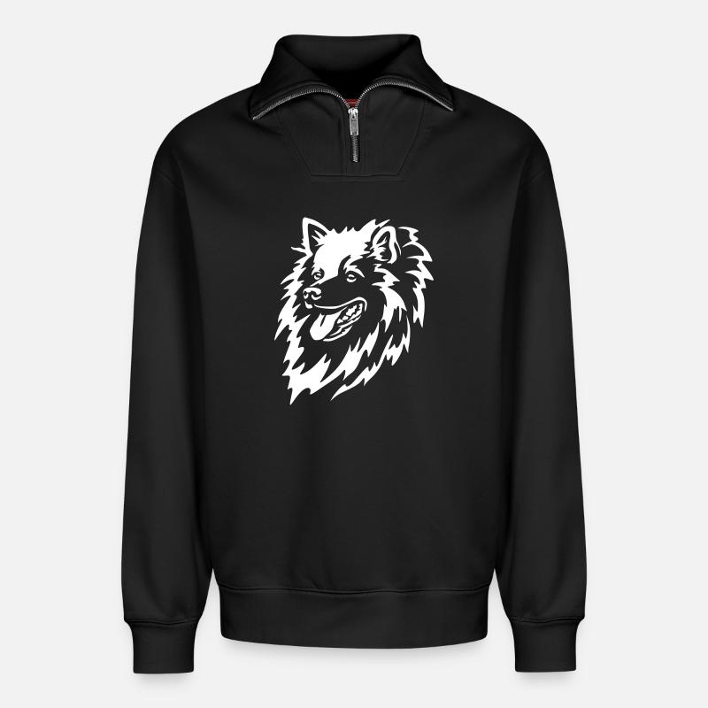 Spitz Kopf "Black Edition" - Relaxed Unisex Organic Half Zip Sweatshirt – von SPREAD - Schwarz