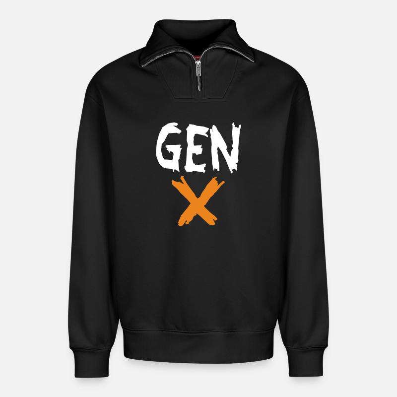 Gen X - Relaxed Unisex Organic Half Zip Sweatshirt – von SPREAD - Schwarz