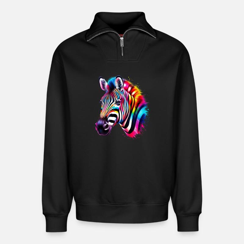 Zebra - Relaxed Unisex Organic Half Zip Sweatshirt – von SPREAD - Schwarz