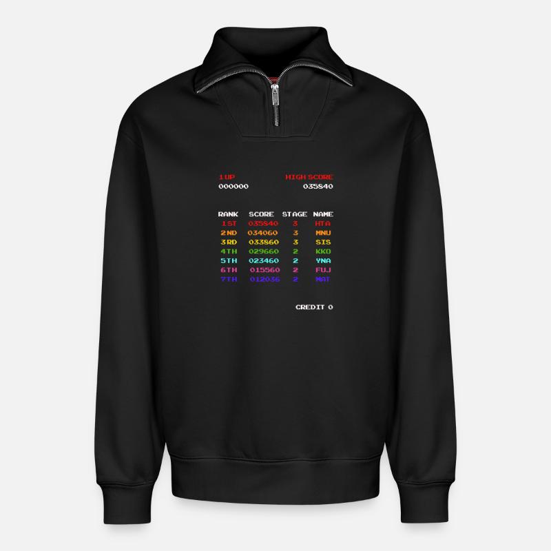 Hoher Punktestand - Relaxed Unisex Organic Half Zip Sweatshirt – von SPREAD - Schwarz