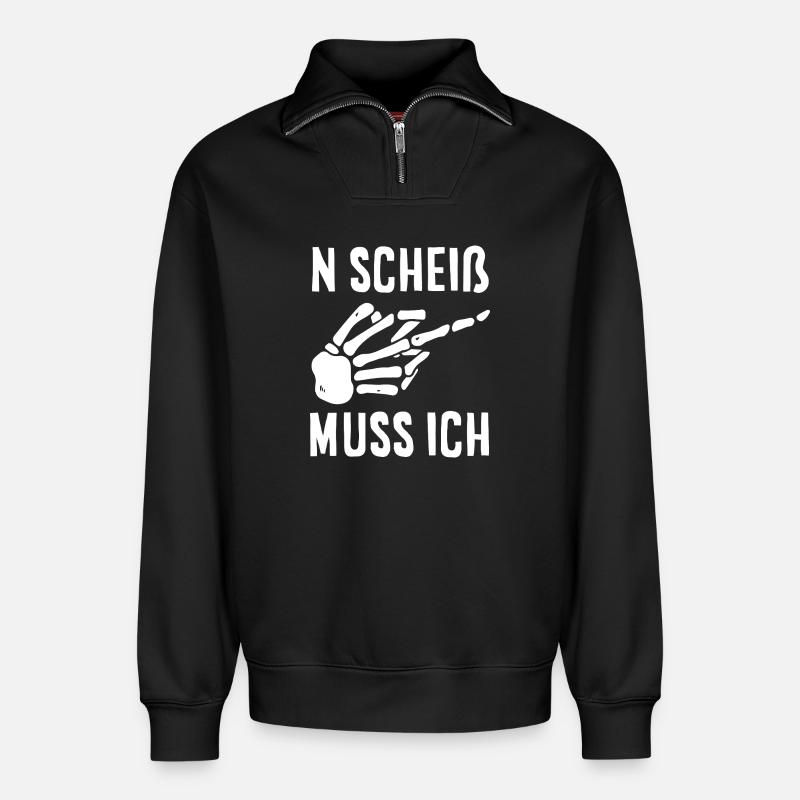 N Scheiß muss ich – Mittelfinger - Relaxed Unisex Organic Half Zip Sweatshirt – von SPREAD - Schwarz