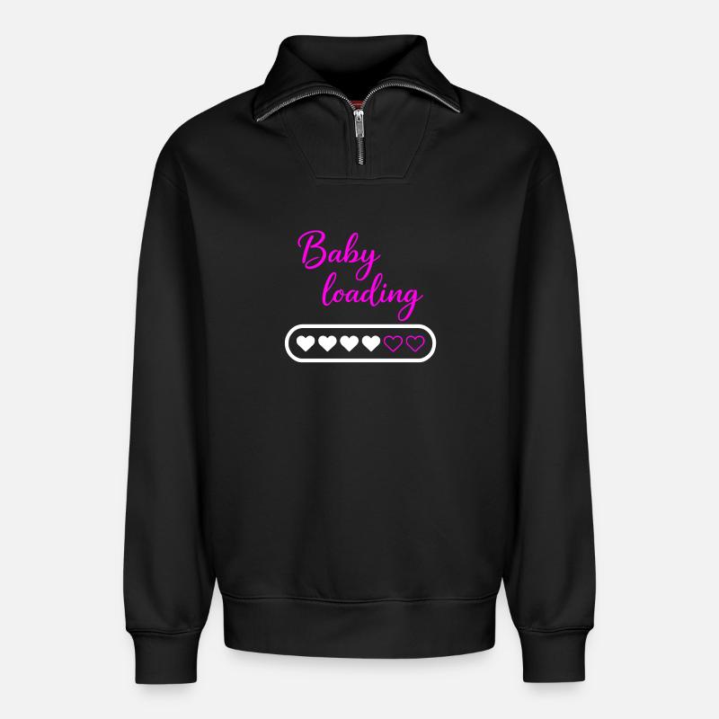 Baby loading - Relaxed Unisex Organic Half Zip Sweatshirt – von SPREAD - Schwarz