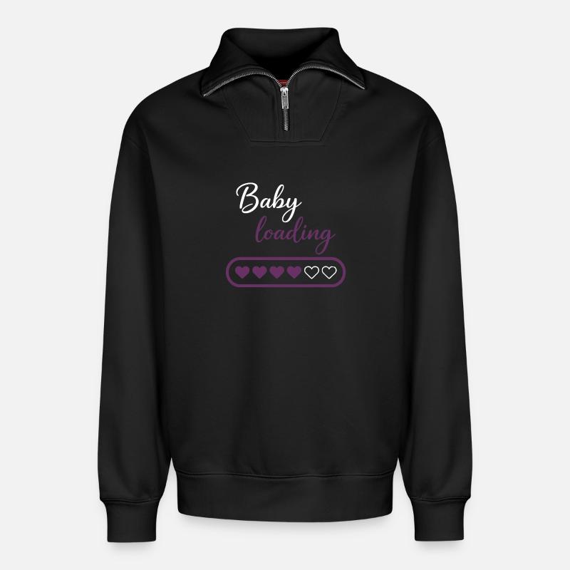 Baby loading herz - Relaxed Unisex Organic Half Zip Sweatshirt – von SPREAD - Schwarz