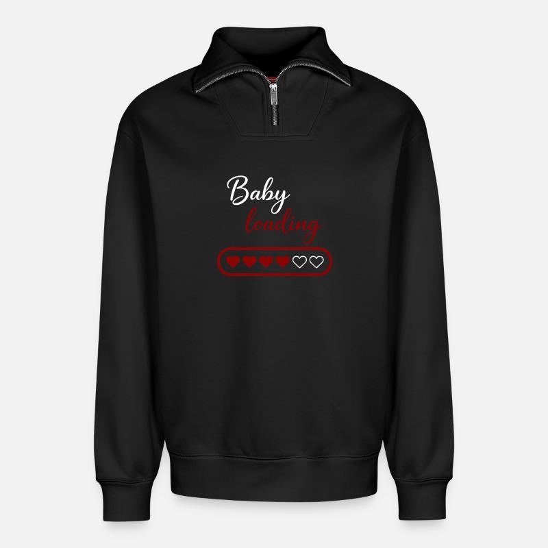 Baby loading - Relaxed Unisex Organic Half Zip Sweatshirt – von SPREAD - Schwarz