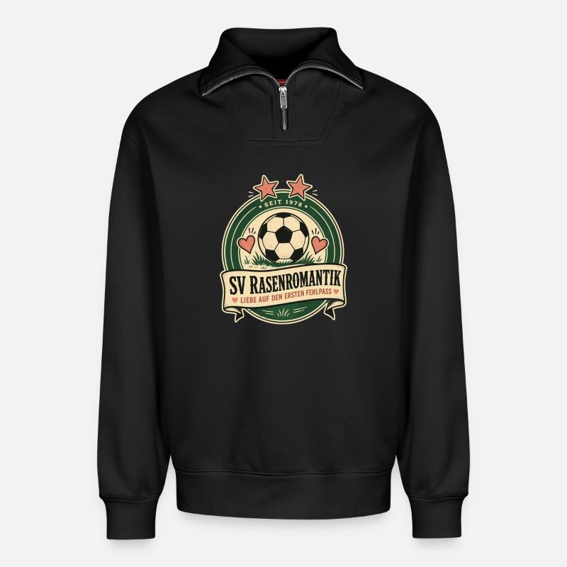 SV Rasenromantik - Relaxed Unisex Organic Half Zip Sweatshirt – von SPREAD - Schwarz