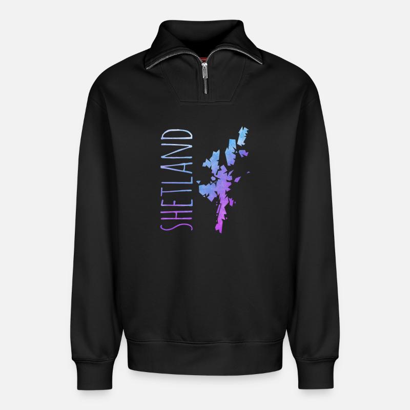 Shetland Islands - Relaxed Unisex Organic Half Zip Sweatshirt – von SPREAD - Schwarz