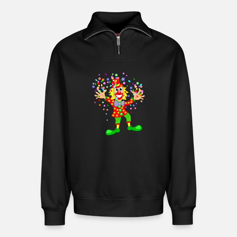 Karneval Clown - Relaxed Unisex Organic Half Zip Sweatshirt – von SPREAD - Schwarz
