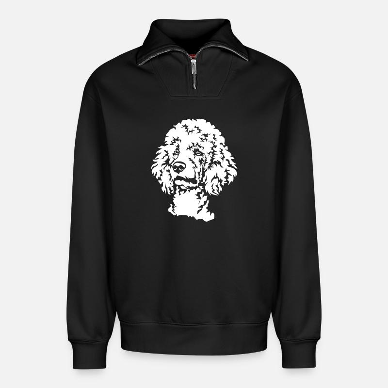 Tête de caniche « Black Edition » - Sweat unisexe décontracté en coton biologique à demi-zip – de SPREAD - noir