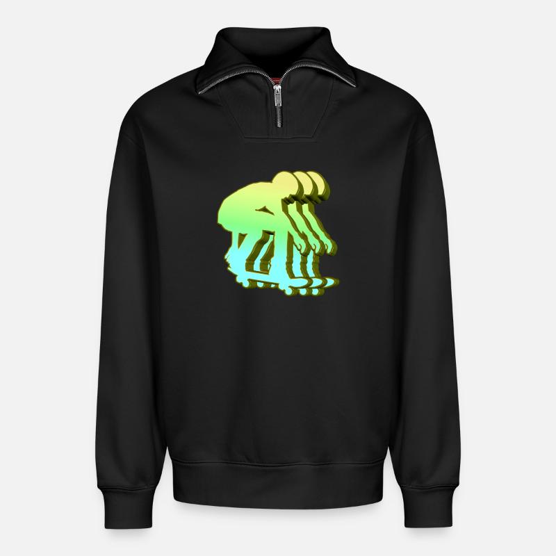 Skateboarder 3D - Relaxed Unisex Organic Half Zip Sweatshirt – von SPREAD - Schwarz