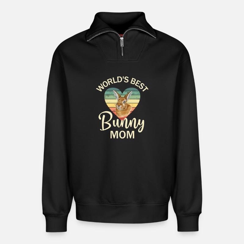 Rabbit Rabbit - Relaxed Unisex Organic Half Zip Sweatshirt – by SPREAD - black